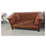 Mission oak couch with cushions and pillows