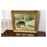 Ornate Gold Frame with Dog And Sheep