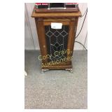 Oak Cabinet with Leaded Glass Door and One Shelf