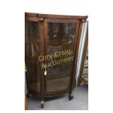 Oak Curved Front Cabinet With Wood Shelfs