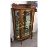 Oak Flat China Cabinet With Glass Shelfs