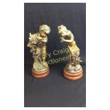 (2) Bronze statues: (1) boy and (1) girl