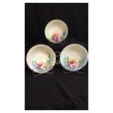 (3) hand painted berry bowls, unmarked
