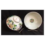 (2) glazed ceramic soup bowls China (4) china