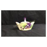 Hand painted porcelain basket, Bavaria, violet