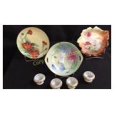 Misc lot of hand painted items, (1) dessert