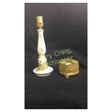 Candlestick lamp and musical powder box 1930