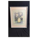Pink and Gray Picture Flower In Vase Signed
