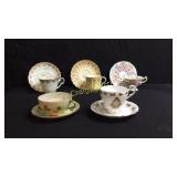 5 cups and saucers. (1) floral R&N Royal