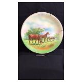 Hand painted horse platter with hanger, 1880