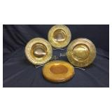 Set of 6, round, amber crystal salad plates, s