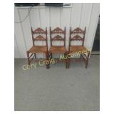 3 Walnut ChairsRush Seats