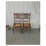 2 Walnut Cain Side Chairs