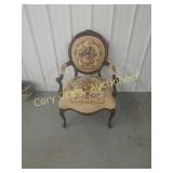 Walnut Chair with Tapestry on Back and Seat