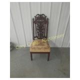 Ornate Walnut side Chair With Needle Point On Seat