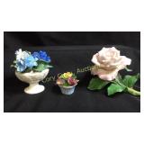 (1) Lenox porcelain pink rose. (1) Crown