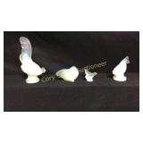4 pieces of Sabino glass. (1) rooster, (2) b
