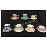 (7) Misc demitasse cups and saucers. (England,