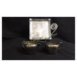 2 pc sugar and creamer, Academy silver on