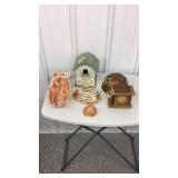 Coper Decor Bird House, Clock Coasters,