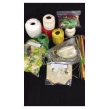 Misc knitting and crochet items. Thread,