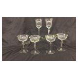 Set of 6 crystal (old pattern stems; (2) wines &