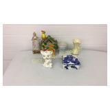 Porcelain Bird Flower house, Jewelry Box, Vase,