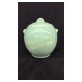 Ceramic glazed cookie jar with lid, light green,