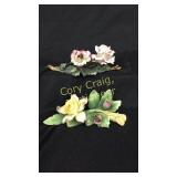 (2) CAPODIMONTE  porcelain roses. Marked: Made i