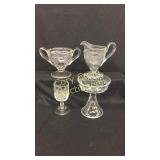 Etched cut crystal sugar (chipped) 2 handled and