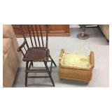 High chair, foot rest storage box