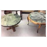 Pair of Round Marble Top Coffee Tables