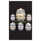 (6) Pc Flow Blue Canister set, includes Cinnamon