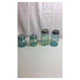 Blue ball Jars 2 With metal Lids, 2 With clamp