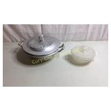 Hammered Dish cover, White Bubble Candy Dish