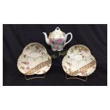 (1) Hand painted tea pot, marked: Bavaria. (2)