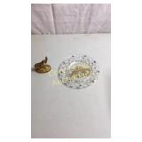 Glass Plate and donkey With Gold Paint ST LOUIS