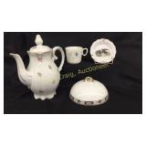 (1) Tea pot, floral design, marked: Germany US