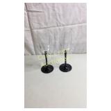 2 Crystal Champagne glasses With Purple Long S