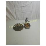 Nude statue ashtray, bronze Olympic hanging plaque