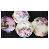 (1) Hand painted plate with gold handles,