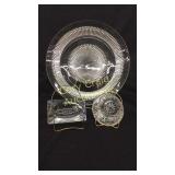 (1) Large crystal platter. (1) Crystal ashtray