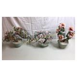 Large Vintage Oriental Asian Glass Flowers