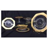 6 pc set of crystal  glass and gold trim. (2)