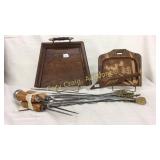 (1) Oak, crumb board, (1) crumb board with