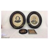 Pair of old oak leaf and acorn oval frames,