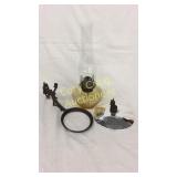 Hurricane oil lamp with wall bracket and lamp