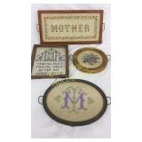 4 handmade cross stich/embroidered items.