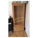 66”t x 13”d x 30” w Oak Gun Cabinet With Glass