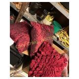 3 Red Silk Pillows